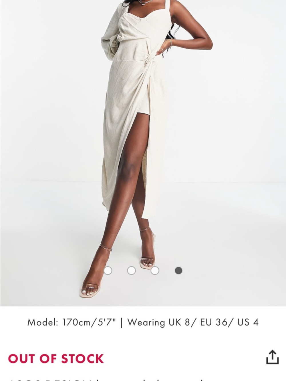 ASOS Cream Wrap High-Low Dress - Picture 4 of 5
